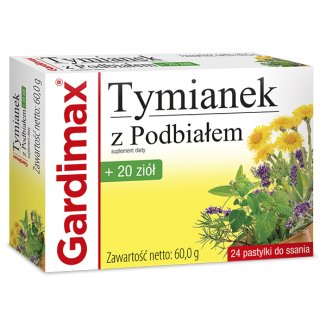 Gardimax Tymianek z Podbiałem + 20 ziół, 24 pastylki do ssania - zdjęcie produktu