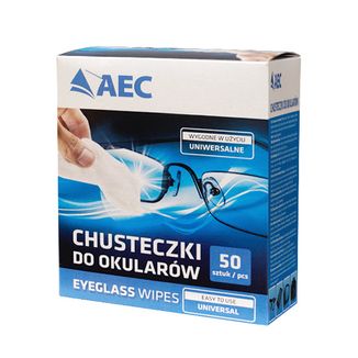 AEC, chusteczki do czyszczenia okularów, 50 sztuk USZKODZONE OPAKOWANIE - zdjęcie produktu