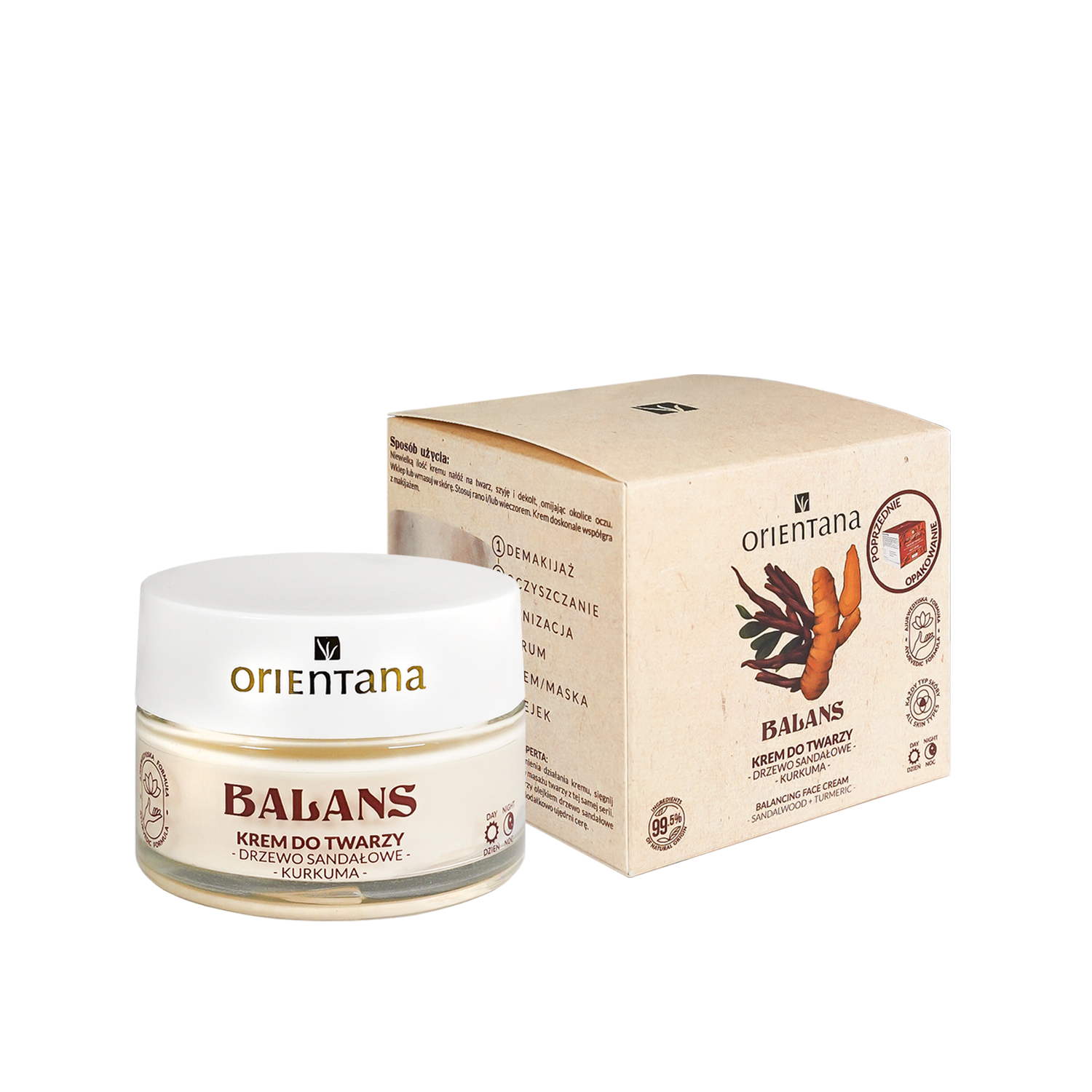 Nieznana Orientana Balans, krem do twarzy, drzewo sandałowe i kurkuma, 50 g