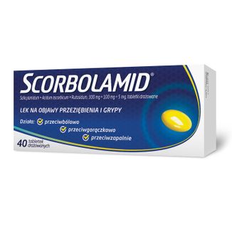 Scorbolamid 300 mg +100 mg + 5 mg, 40 tabletek drażowanych - zdjęcie produktu