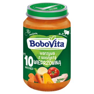 BoboVita Obiadek, warzywa z soczystą wieprzowiną, po 10 miesiącu, 190 g KRÓTKA DATA BoboVita Obiadek, warzywa z soczystą wieprzowiną, po 10 miesiącu, 190 g KRÓTKA DATA - zdjęcie produktu