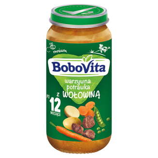 BoboVita Obiadek, warzywna potrawka z wołowiną, po 12 miesiącu, 250 g USZKODZONE OPAKOWANIE - zdjęcie produktu