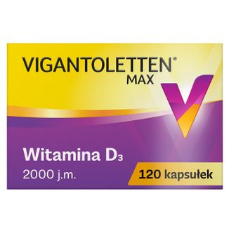 Vigantoletten Max, witamina D3 2000 j.m., 120 kapsułek USZKODZONE OPAKOWANIE Vigantoletten Max, witamina D3 2000 j.m., 120 kapsułek USZKODZONE OPAKOWANIE - zdjęcie produktu