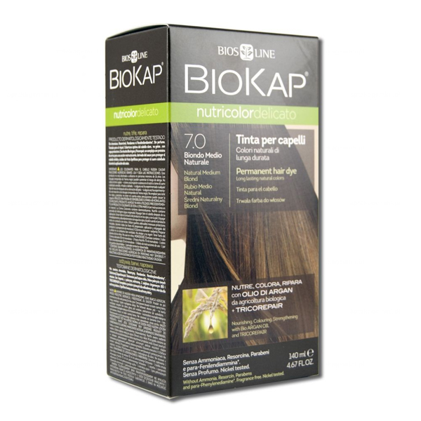 Biokap Biokap Nutricolor Delicato, farba koloryzująca do włosów, 7.0 średni naturalny blond, 140 ml