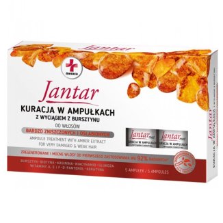 Jantar Medica, kuracja bursztynowa do włosów zniszczonych i osłabionych, 5 ml x 5 ampułek - zdjęcie produktu