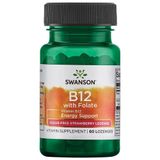 Swanson B-12 with Folate, witamina B12 i kwas foliowy, 60 tabletek podjęzykowych - miniaturka zdjęcia produktu