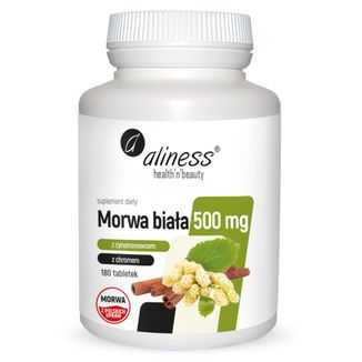 Aliness Morwa Biała z cynamonowcem i chromem 500 mg, 180 tabletek - zdjęcie produktu