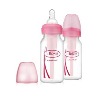 Dr Brown's, butelka antykolkowa, standard ze smoczkiem nr 1, różowa, 2 x 120 ml - zdjęcie produktu