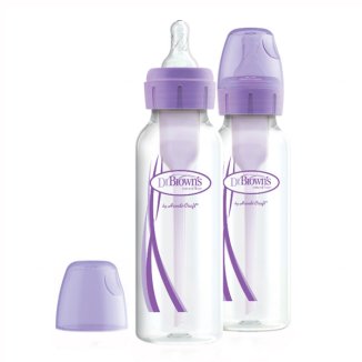 Dr Brown's, butelka, standard options ze smoczkiem nr 1, fioletowa, 2 x 250 ml - zdjęcie produktu