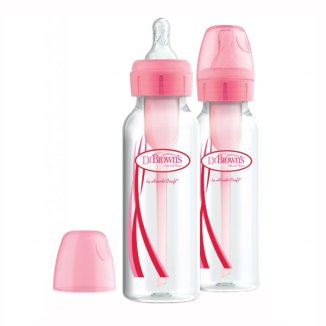 Dr Brown's, butelka, standard options ze smoczkiem nr 1, różowa, 2 x 250 ml - zdjęcie produktu