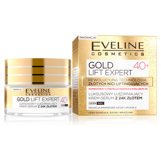 Eveline Cosmetics Gold Lift Expert 40+, luksusowy ujędrniający krem-serum z 24K złotem, na dzień i na noc, 50 ml USZKODZONE OPAKOWANIE - zdjęcie produktu