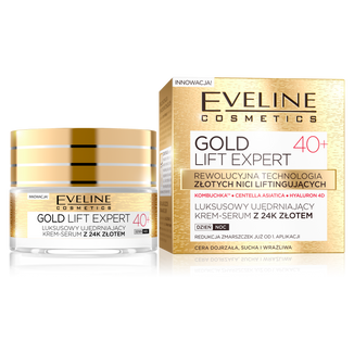 Eveline Cosmetics Gold Lift Expert 40+, luksusowy ujędrniający krem-serum z 24K złotem, na dzień i na noc, 50 ml - zdjęcie produktu