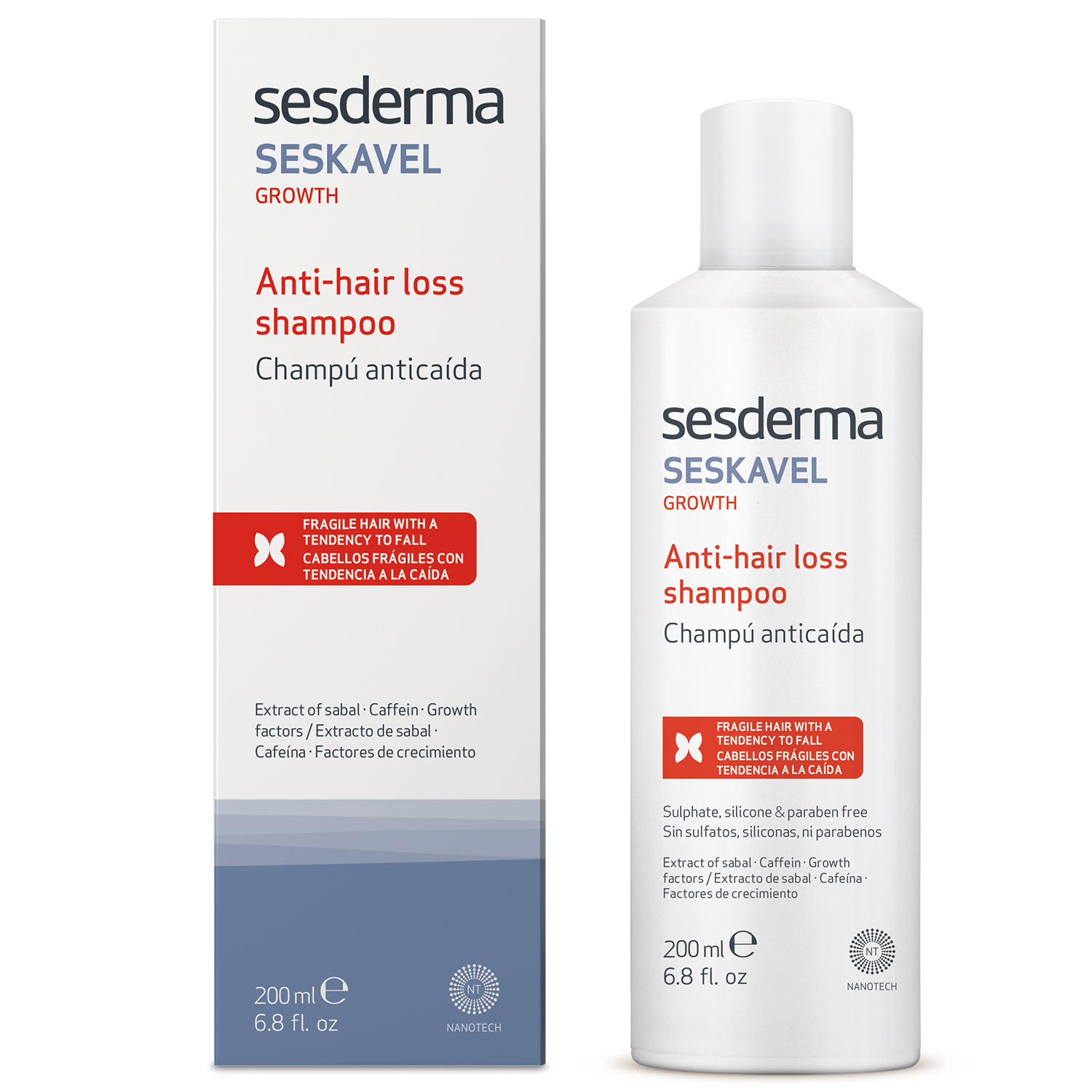 Nieznana Sesderma Seskavel Growth, szampon przeciw wypadaniu włosów, 200 ml