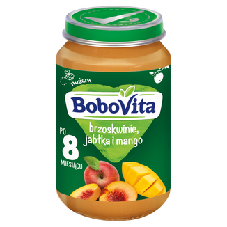 BoboVita, Deser, brzoskwinie, jabłko, mango, po 8 miesiącu, 190 g - zdjęcie produktu
