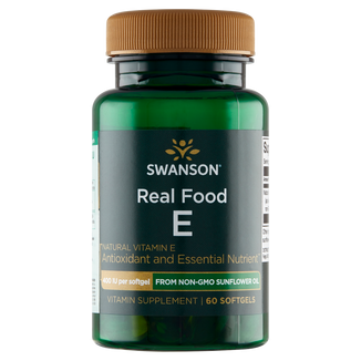 Swanson Real Food E, naturalna witamina E 400 IU, 60 kapsułek - zdjęcie produktu
