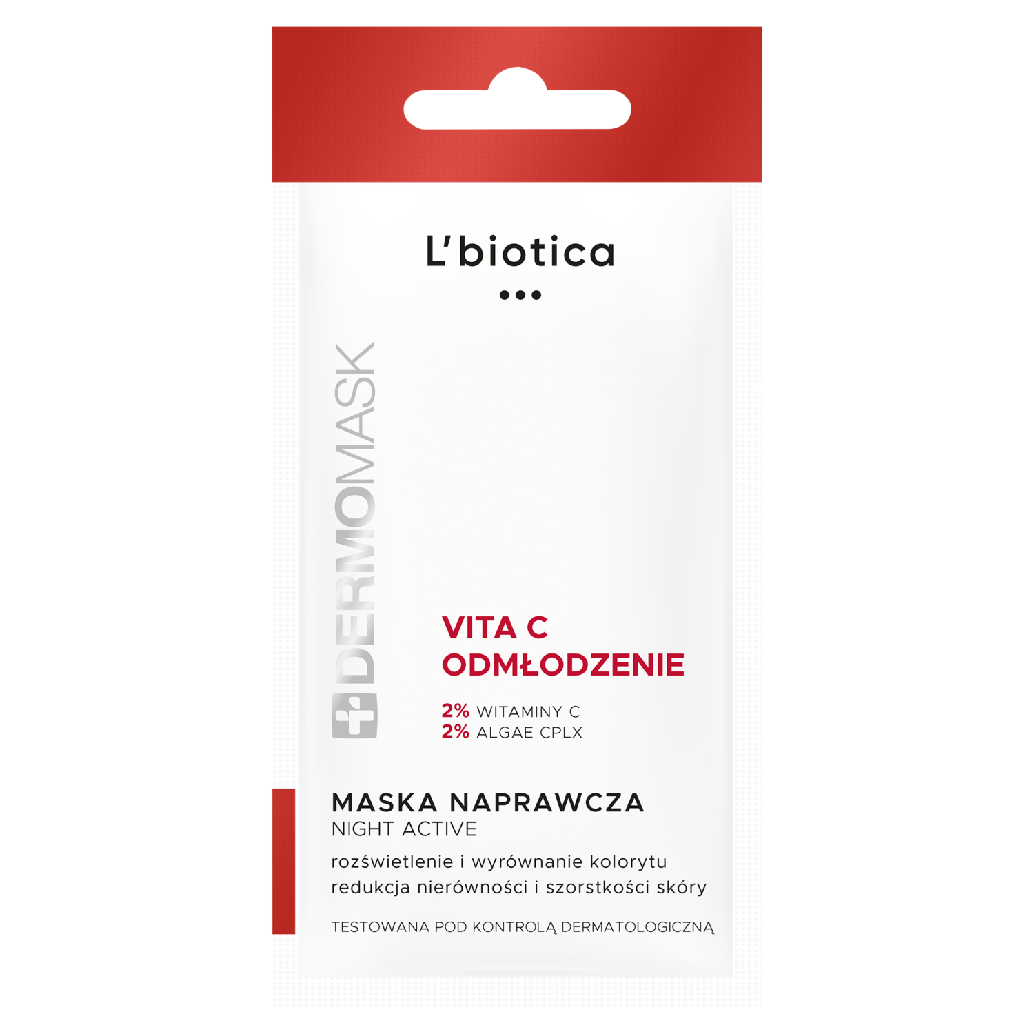 Dermomask L'Biotica Dermomask Night Active, maseczka naprawcza do twarzy, vit C + odmładzanie, 12 ml — Inhaltsstoffe und Bewertung
