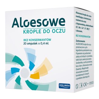 Aloesowe krople do oczu, bez konserwantów, 0,4 ml x 20 ampułek KRÓTKA DATA - zdjęcie produktu