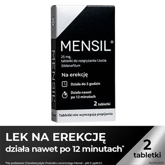 Mensil 25 mg, 2 tabletki do żucia - 2 Mensil 25 mg, 2 tabletki do żucia - 2 - zdjęcie produktu