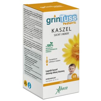 GrinTuss Pediatric, kaszel suchy i mokry, syrop dla dzieci powyżej 1 roku życia, 128 g USZKODZONE OPAKOWANIE - zdjęcie produktu