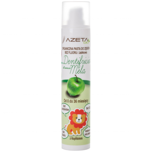 Nieznana Azeta Bio, organiczna pasta do zębów dla dzieci, 0-36 miesięcy, bez fluoru, jabłkowa, 50 ml