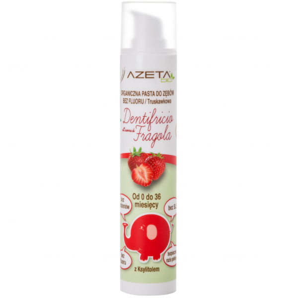 Nieznana Azeta Bio, organiczna pasta do zębów dla dzieci, 0-36 miesięcy, bez fluoru, truskawkowa, 50 ml