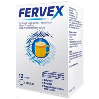 Fervex 500 mg + 200 mg + 25 mg, granulat do sporządzania roztworu doustnego, 12 saszetek - zdjęcie produktu
