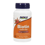 Now Foods Biotin, biotyna 5000 µg, 60 kapsułek wegetariańskich - miniaturka zdjęcia produktu