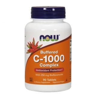 Now Foods Buffered C-1000 Complex, buforowana witamina C + bioflawonoidy + acerola + rutyna + wapń, 90 tabletek - zdjęcie produktu