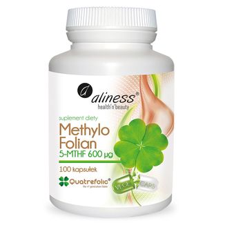 Aliness Methylo Folian 5-MTHF, kwas foliowy 600 µg, 100 kapsułek vege - zdjęcie produktu