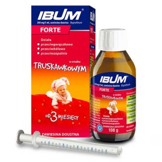 Ibum Forte 200 mg/ 5 ml, zawiesina doustna dla dzieci od 3 miesiąca, smak truskawkowy, 100 g - zdjęcie produktu