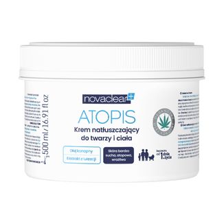 Novaclear Atopis, krem natłuszczający do twarzy i ciała od 1 dnia życia, skóra bardzo sucha, atopowa, wrażliwa, 500 ml - zdjęcie produktu