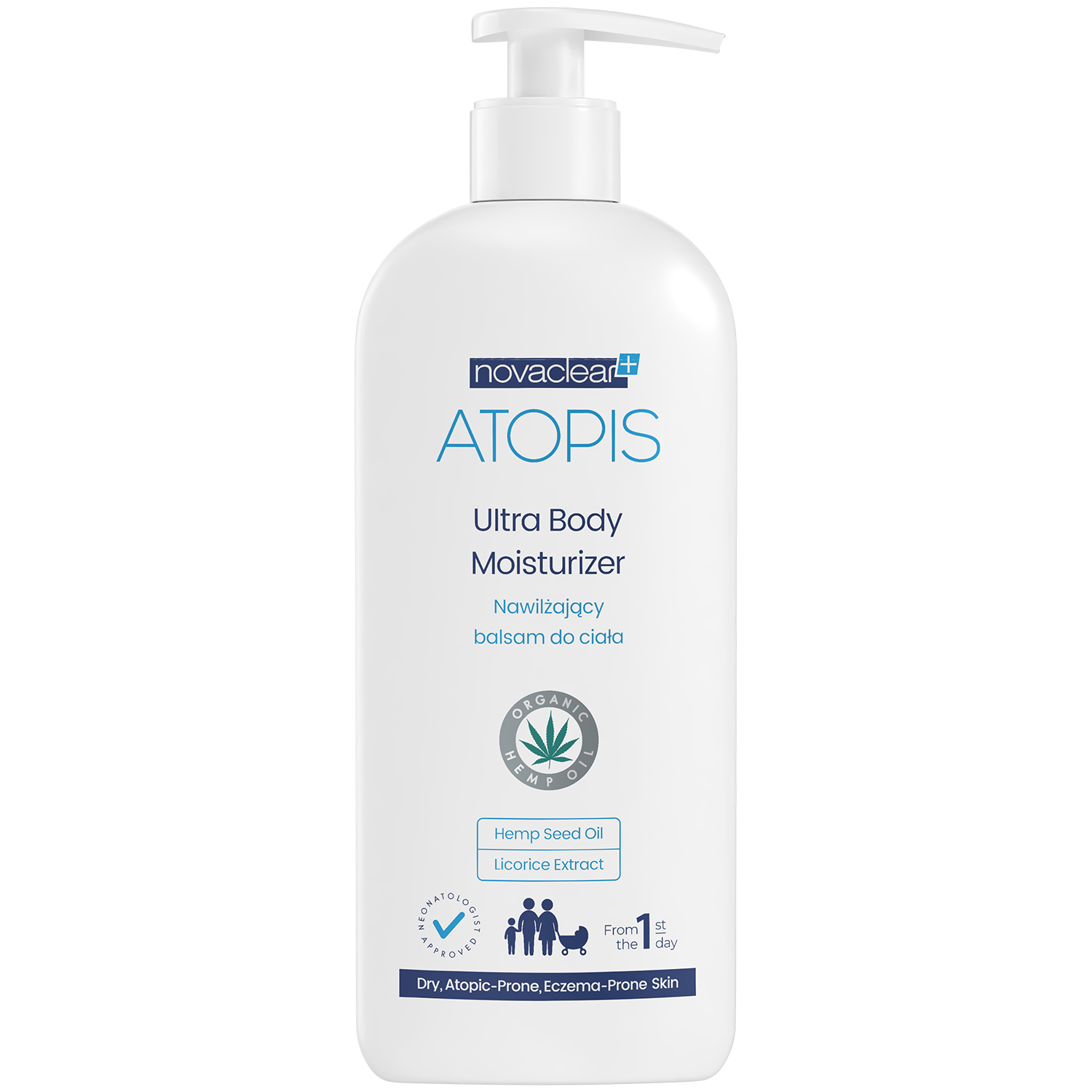Novaclear Novaclear Atopis, feuchtigkeitsspendend Körperlotion ab dem 1. Lebenstag, trockene Haut, empfindlich und atopisch, 500 ml — Inhaltsstoffe und Bewertung