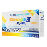 Allnutrition Omega 3 K2 + D3, olej rybi 1000 mg + witamina K 100 µg + witamina D 2000 j.m., 30 kapsułek - miniaturka zdjęcia produktu