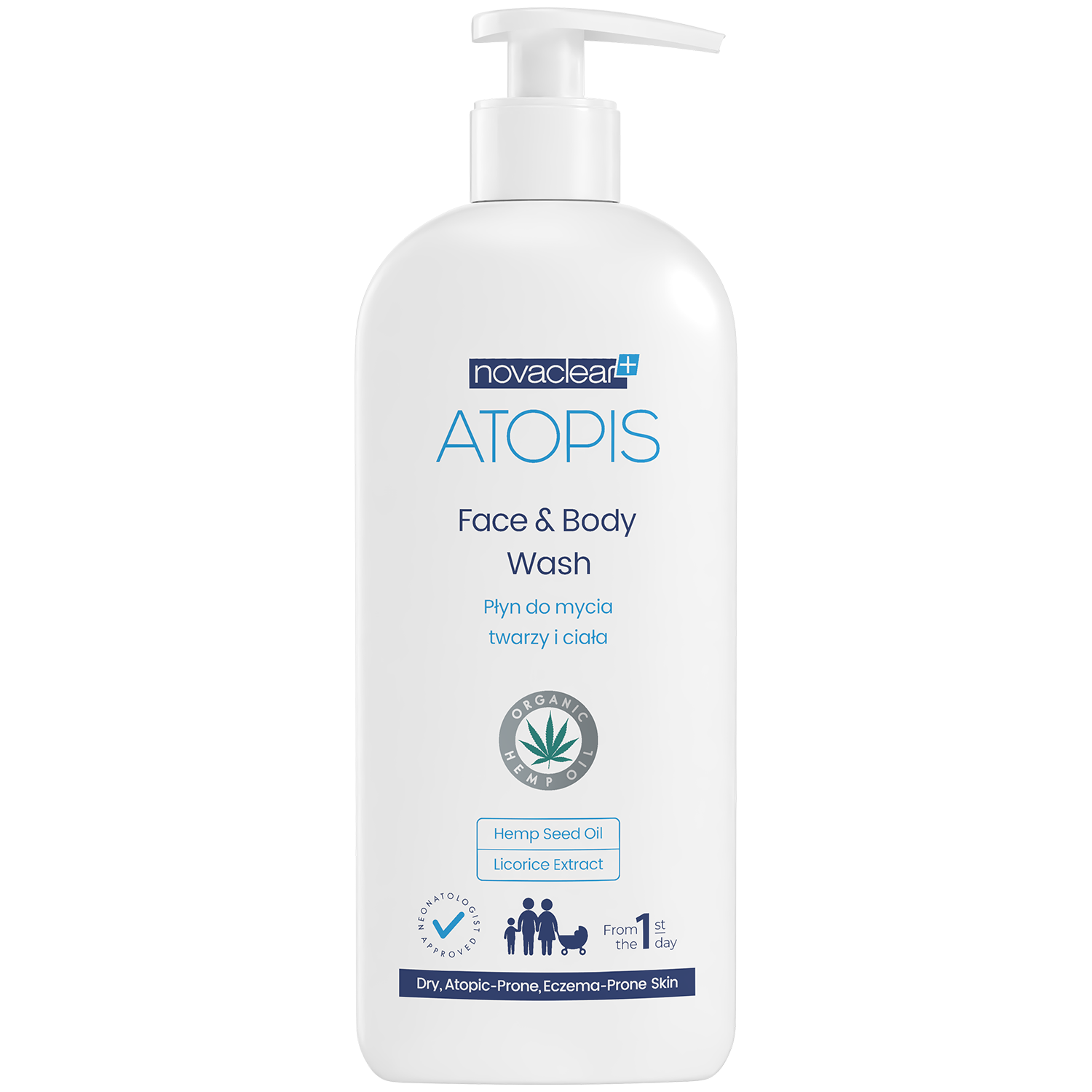 Novaclear Novaclear Atopis, Lotion zur Gesichtsreinigung und Körper ab dem 1. Lebenstag, trockene Haut, atopisch, empfindlich, 500 ml — Inhaltsstoffe und Bewertung