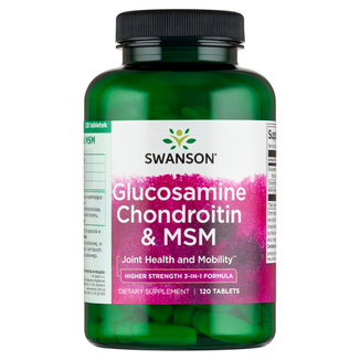 Swanson Glucosamine, Chondroitin & MSM Higher Strength, glukozamina, chondroityna i MSM, 120 tabletek - zdjęcie produktu