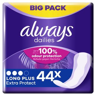 Always Dailies Extra Protect, wkładki higieniczne, Long Plus, 44 sztuki - zdjęcie produktu