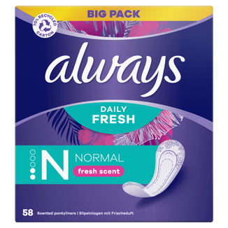Always Dailies Fresh Protect, wkładki higieniczne, Normal, 58 sztuk - zdjęcie produktu