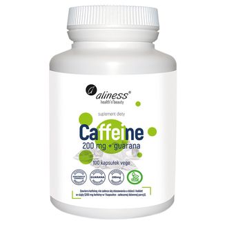 Aliness Caffeine 200 mg + guarana, 100 kapsułek vege - zdjęcie produktu