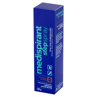 Medispirant StepSpray (10 mg + 10 mg + 20 mg)/ g, płyn przeciw nadmiernemu poceniu się stóp, 100 g - zdjęcie produktu