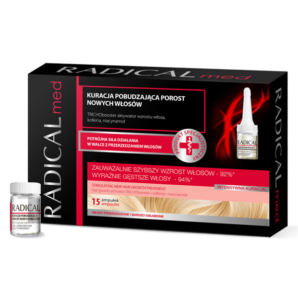 Nieznana Radical Med, kuracja na porost włosów, 15 x 5 ml