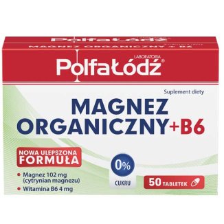 Laboratoria PolfaŁódź Magnez Organiczny + B6, 50 tabletek - zdjęcie produktu