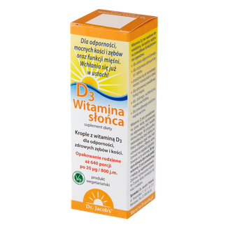 Dr. Jacob's D3 Witamina Słońca, krople, 20 ml USZKODZONE OPAKOWANIE - zdjęcie produktu