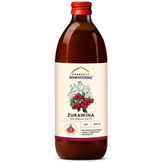 Produkty Bonifraterskie Żurawina, sok z owoców z dodatkiem witaminy C, 500 ml - zdjęcie produktu