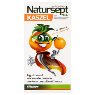 Natursept Med Kaszel, lizaki powyżej 3 lat, smak pomarańczowy, 6 sztuk - zdjęcie produktu