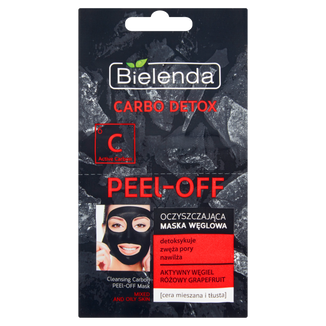 Bielenda Carbo Detox Peel-Off, maska węglowa oczyszczająca, cera mieszana i tłusta, 2 x 6 g - zdjęcie produktu