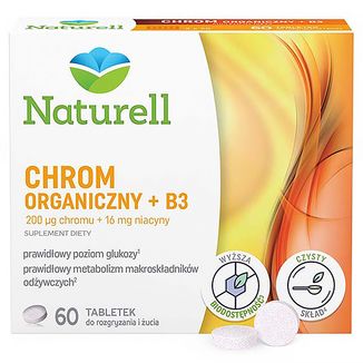Naturell Chrom Organiczny + B3, 60 tabletek do rozgryzania i żucia - zdjęcie produktu