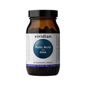 Viridian Folic Acid with DHA,  kwas foliowy z DHA, 90 kapsułek KRÓTKA DATA - zdjęcie produktu