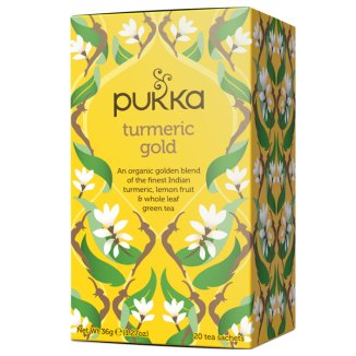 Pukka Turmeric Gold Organic, herbata zielona z korzeniem kurkumy i olejkiem cytrynowym, 1,8 g x 20 saszetek - zdjęcie produktu