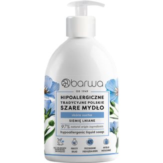 Barwa, Hipoalergiczne Tradycyjne Polskie, mydło szare, z ekstraktem z lnu, 500 ml - zdjęcie produktu