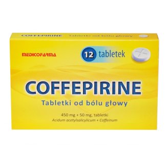 Coffepirine Tabletki od bólu głowy 450 mg + 50 mg, 12 tabletek - zdjęcie produktu